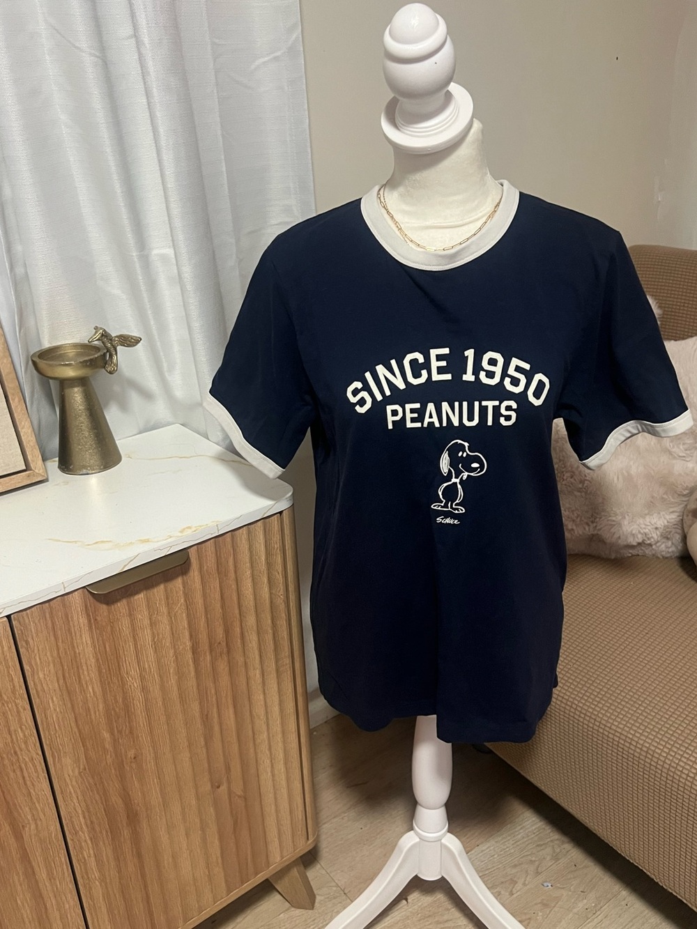 Uniqlo Navy & White Snoopy 'Since 1950' Ringer Tee